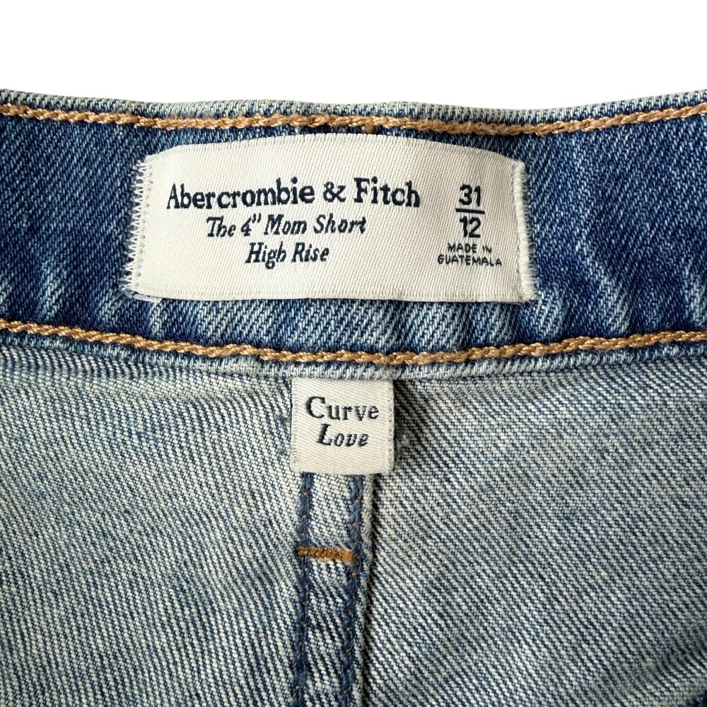 Abercrombie & Fitch Curve Love 4" Mom Shorts High Rise Denim Festival Shorts 12 - Picture 4 of 4